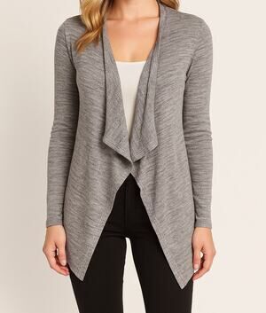 Epic Threads Womens Medium Gray Open Front Drape Cardigan Sweater